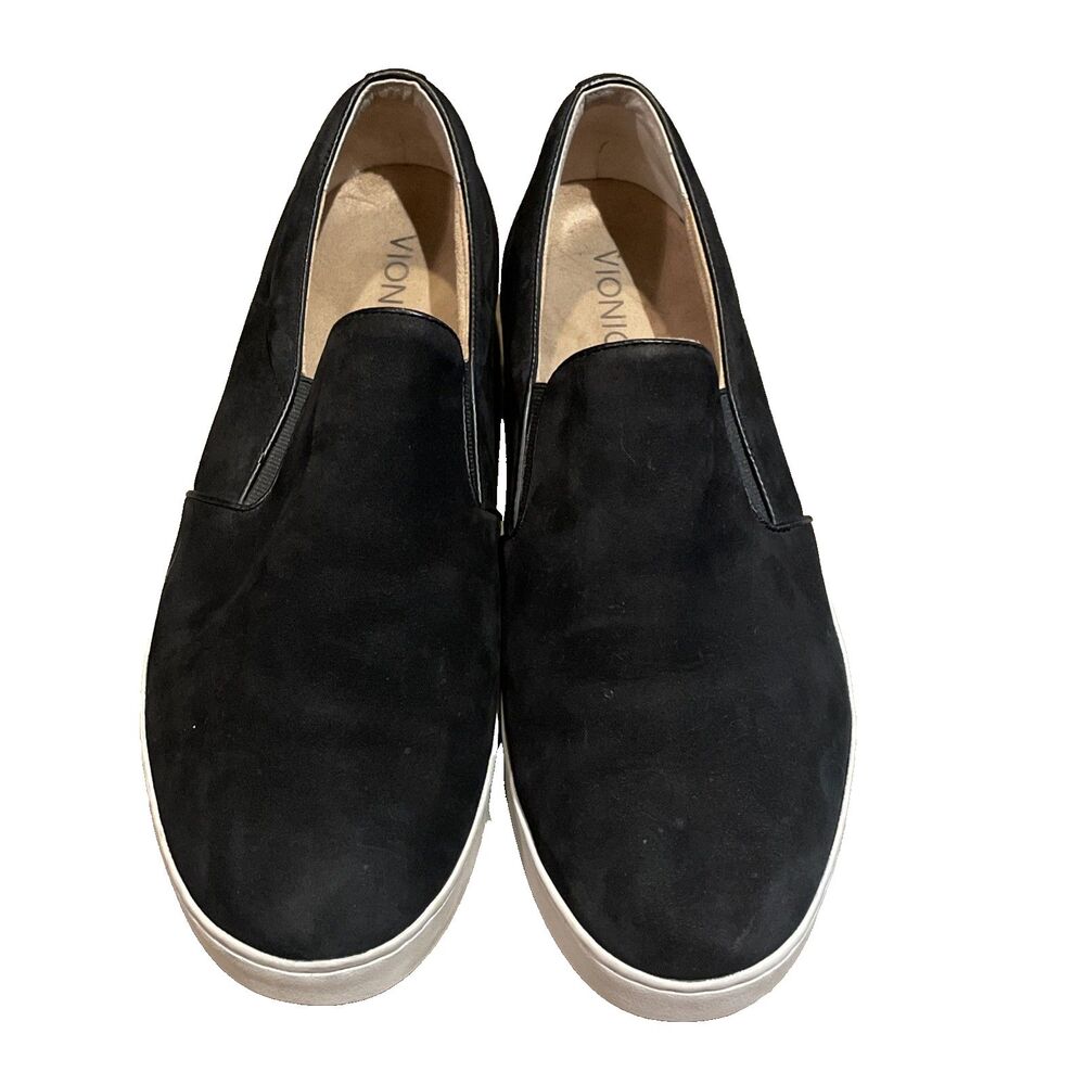 Vionic Midi Women's 11 Black Suede Slip On Sneakers Orthotic Shoes TVW4810